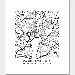 WASHINGTON DC BLACK CITY STREET MAP ART Posters and Art